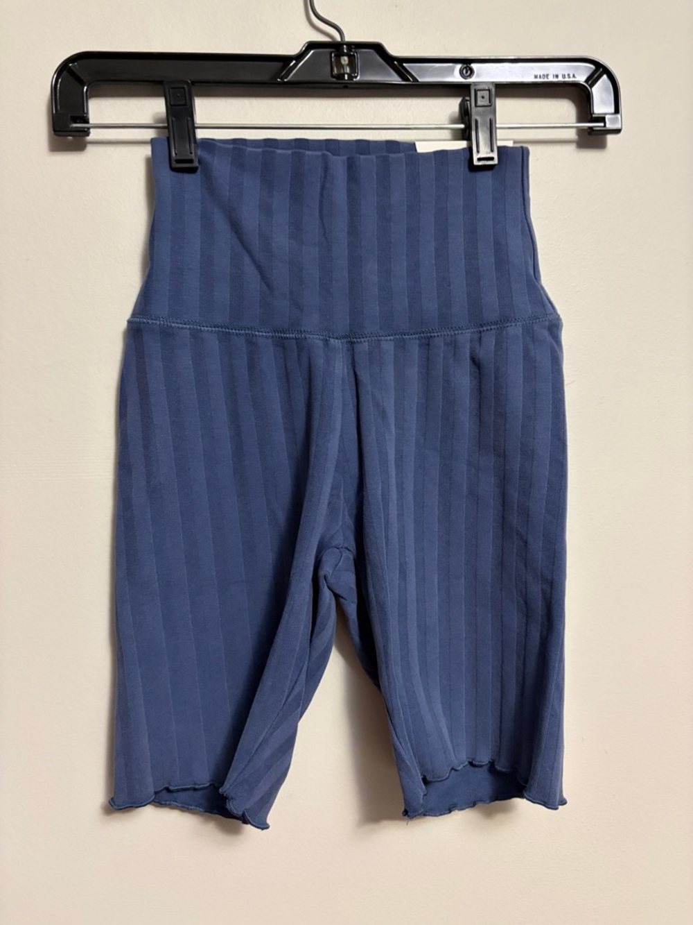 aerie OG High-Waist Bike Shorts Blue Ribbed Size XS 7”inseam